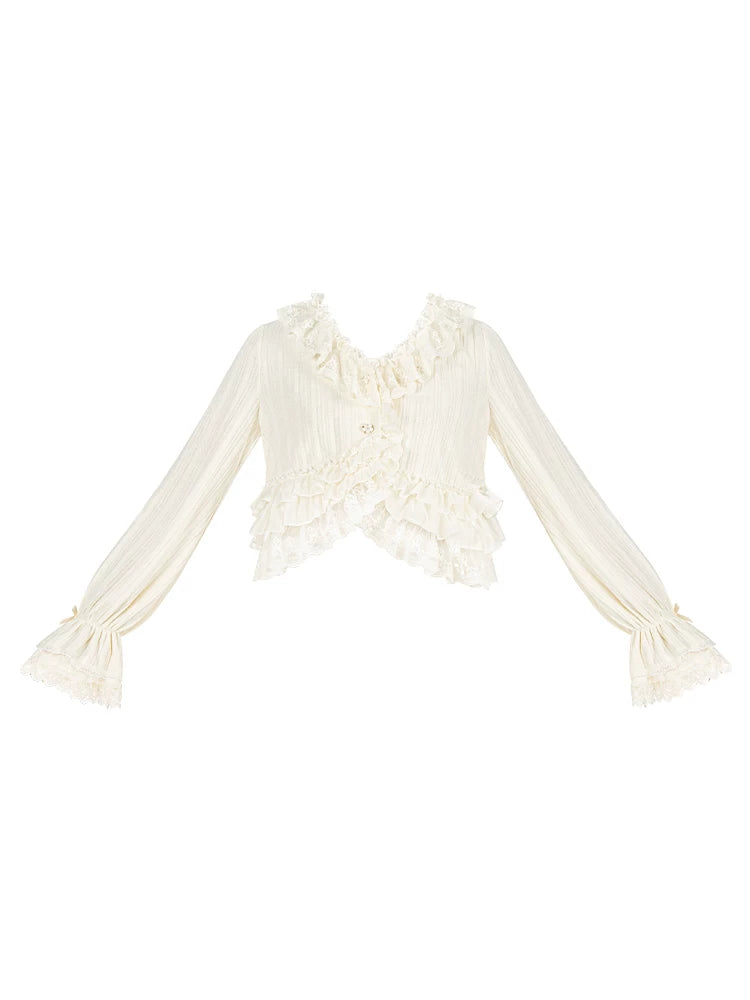 Bloom Period - Elegant Lolita Bolero, Layered Lace Ruffles (L M S) 44623:817259