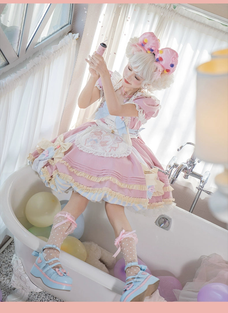 OCELOT - Sweet Lolita Pink Cat Tail OP Dress Set
