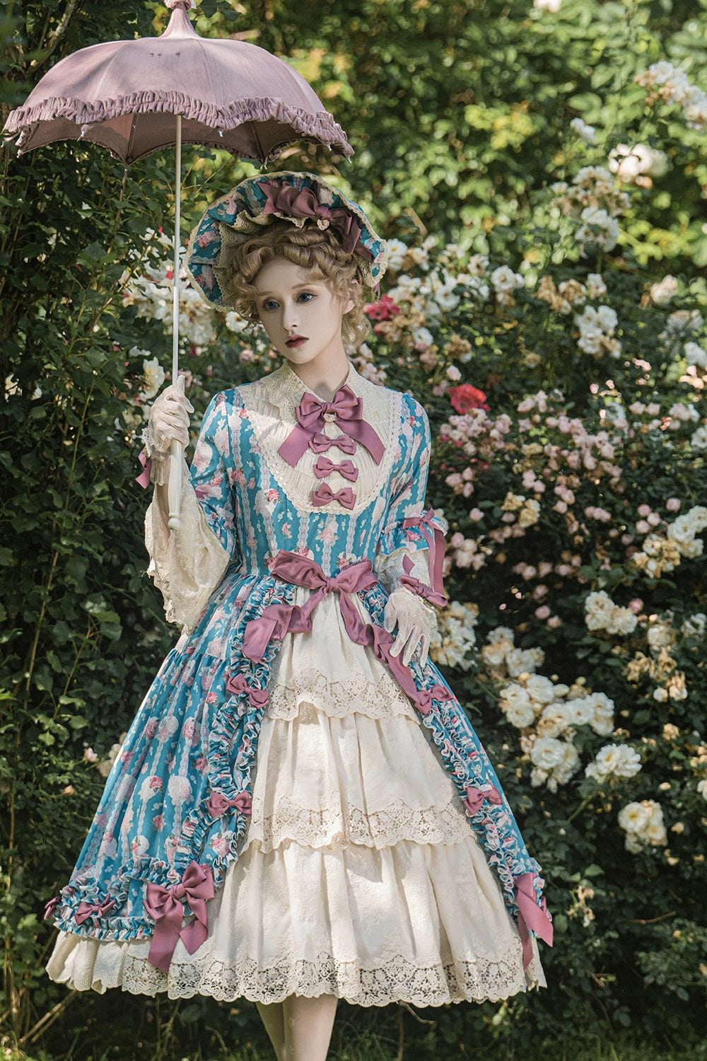 Miss Point~Lilyka Garden~Classic Lolita OP Dress Set Elegant Floral Wall Princess Sleeve 38832:606432
