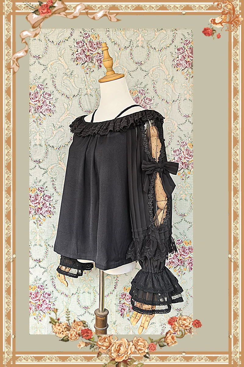 Canon Of Floral Melody - Gothic Lolita Black JSK Dress, Jacquard Pattern