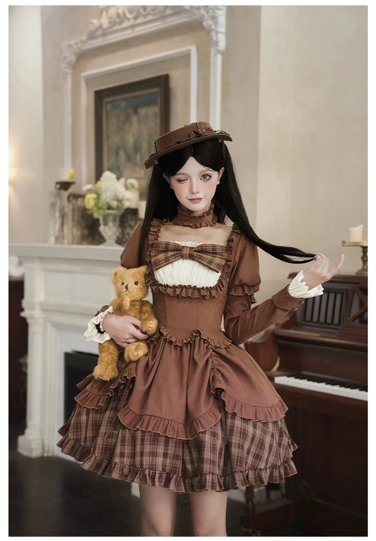 With PUJI - Oak Hymn - Classic Lolita Plaid OP Suit, Side Zipper 43924:791260