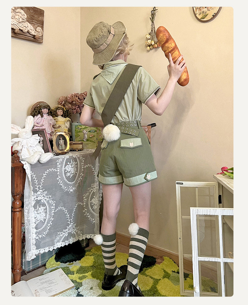 Piggy Bun - Bunny Trip - Retro Cute Green Accessories