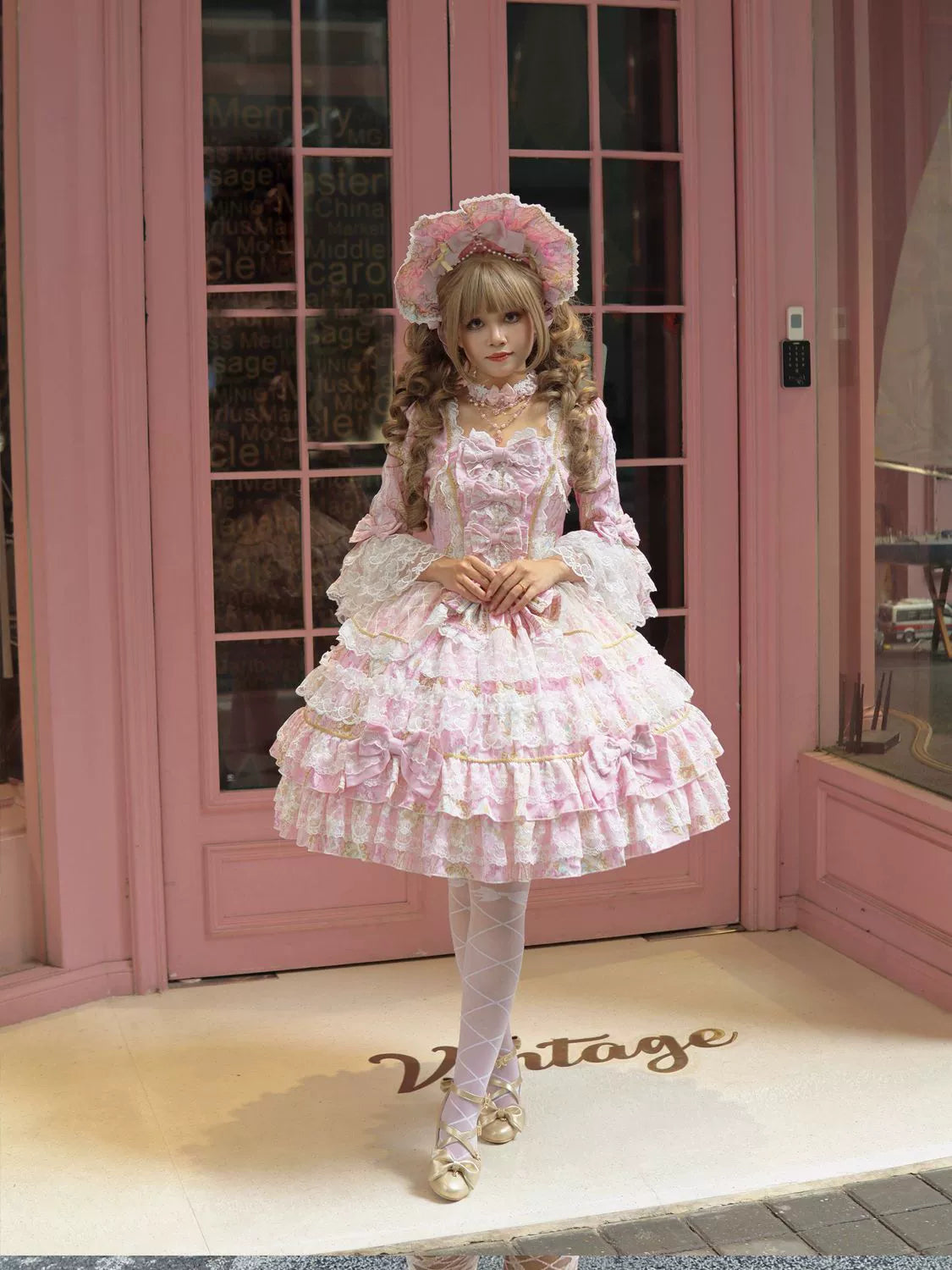 Hanguliang - Candlelight Sonata - Sweet Lolita Long Sleeve OP, Tiered Ruffles (L M S) 43988:790898