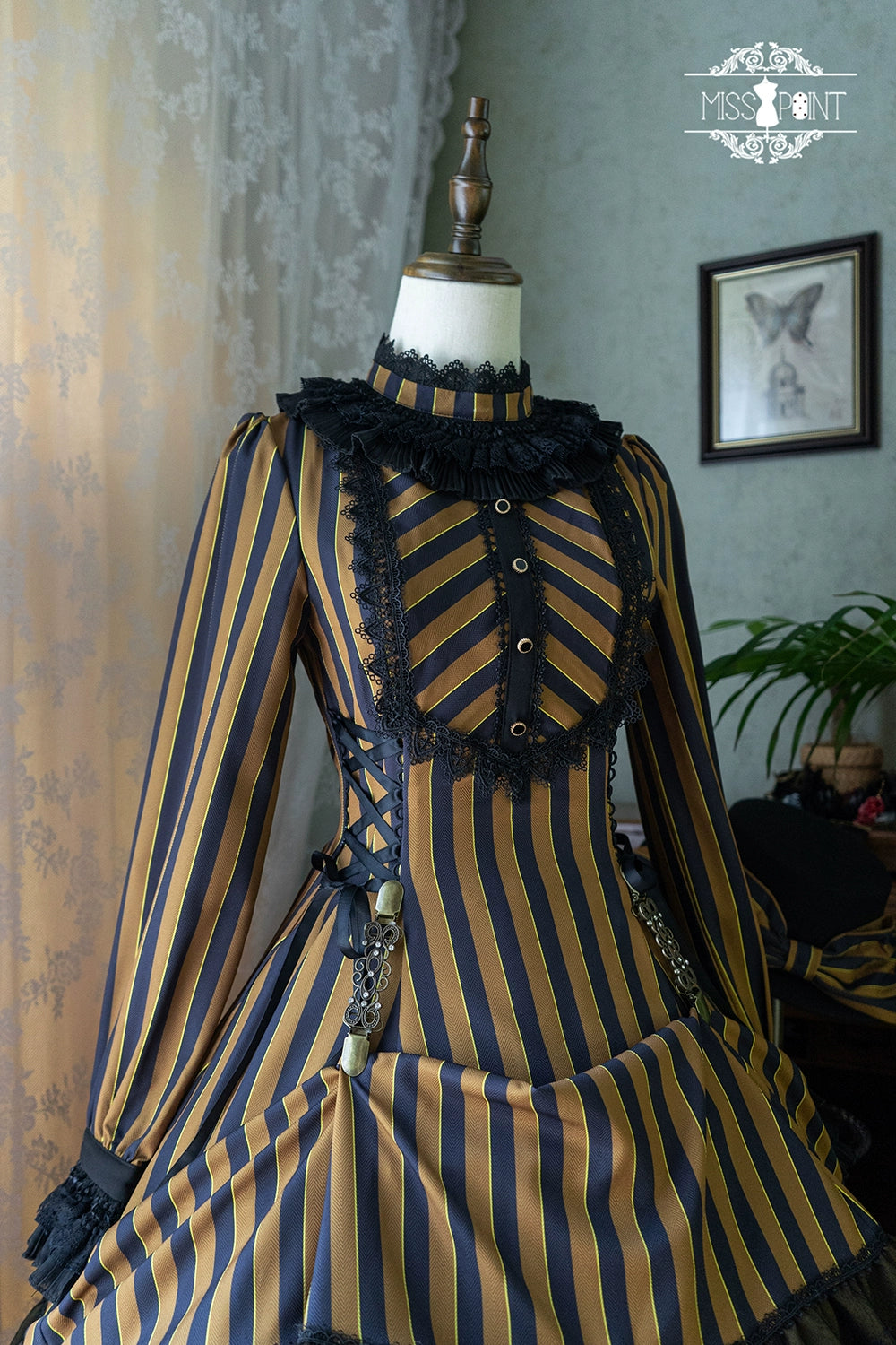 Miss Point - Perintz Manor - Gothic Lolita OP Long Sleeve Retro Lolita Dress 39904:642922