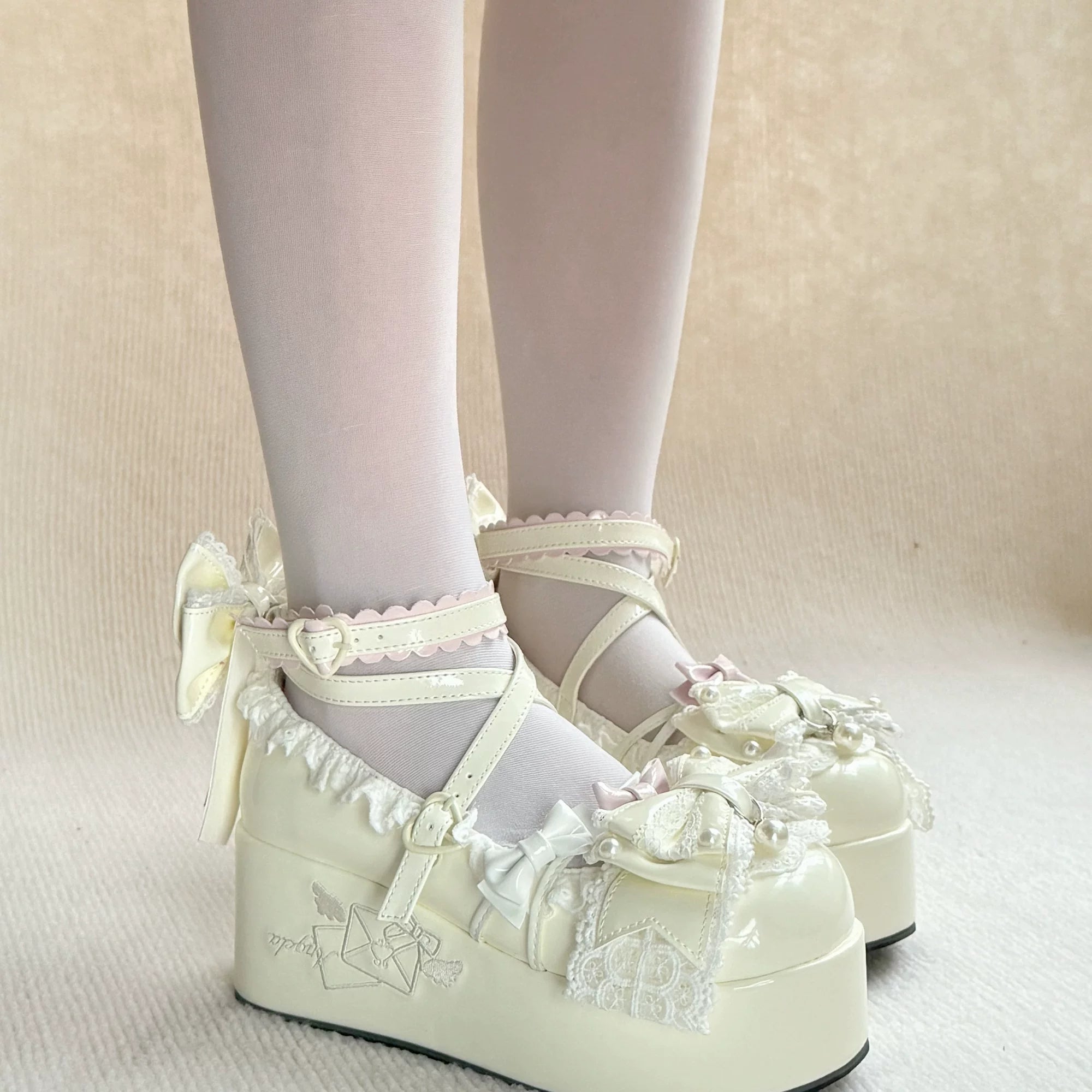 Sweet Dream Letter - Sweet Lolita High Platform Shoes, Embroidery & Bows