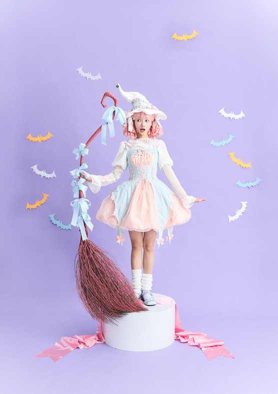 Lemon Honey - Pumpkin Lamp - Gothic Lolita Witch Hat, Halloween Broom Hairband 39588:629552