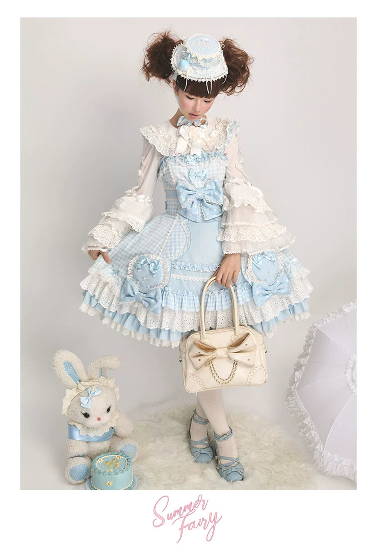Strawberry Momo Party - Sweet Lolita OP and JSK, Strawberry Print and Cake Embroidery 45548:853179