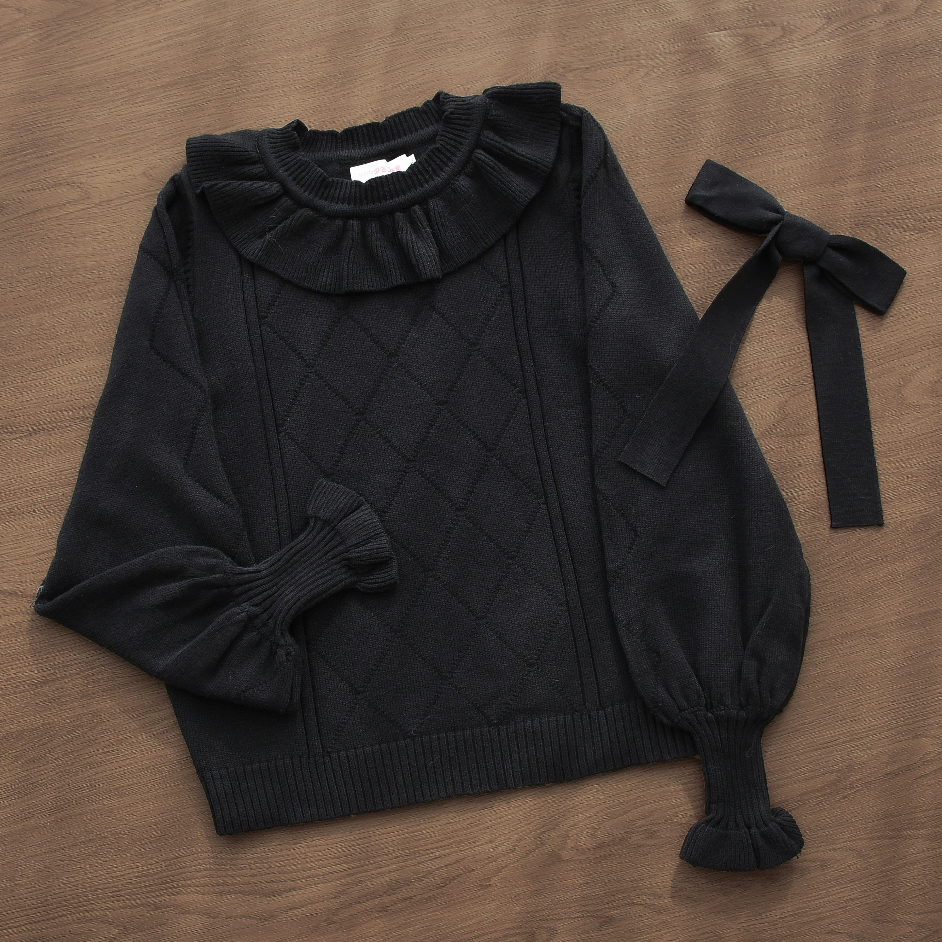 MIST - Mist Cotton - Winter Lolita Sweater Cute Knit Shirt black S