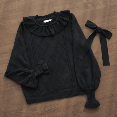 MIST~Mist Cotton~Winter Lolita Sweater Cute Knit Shirt black S 