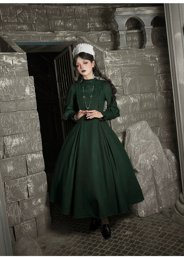 With PUJI - Letter and Poetry · Abyss Clinic - Gothic Lolita Green Dress Set 43929:789710