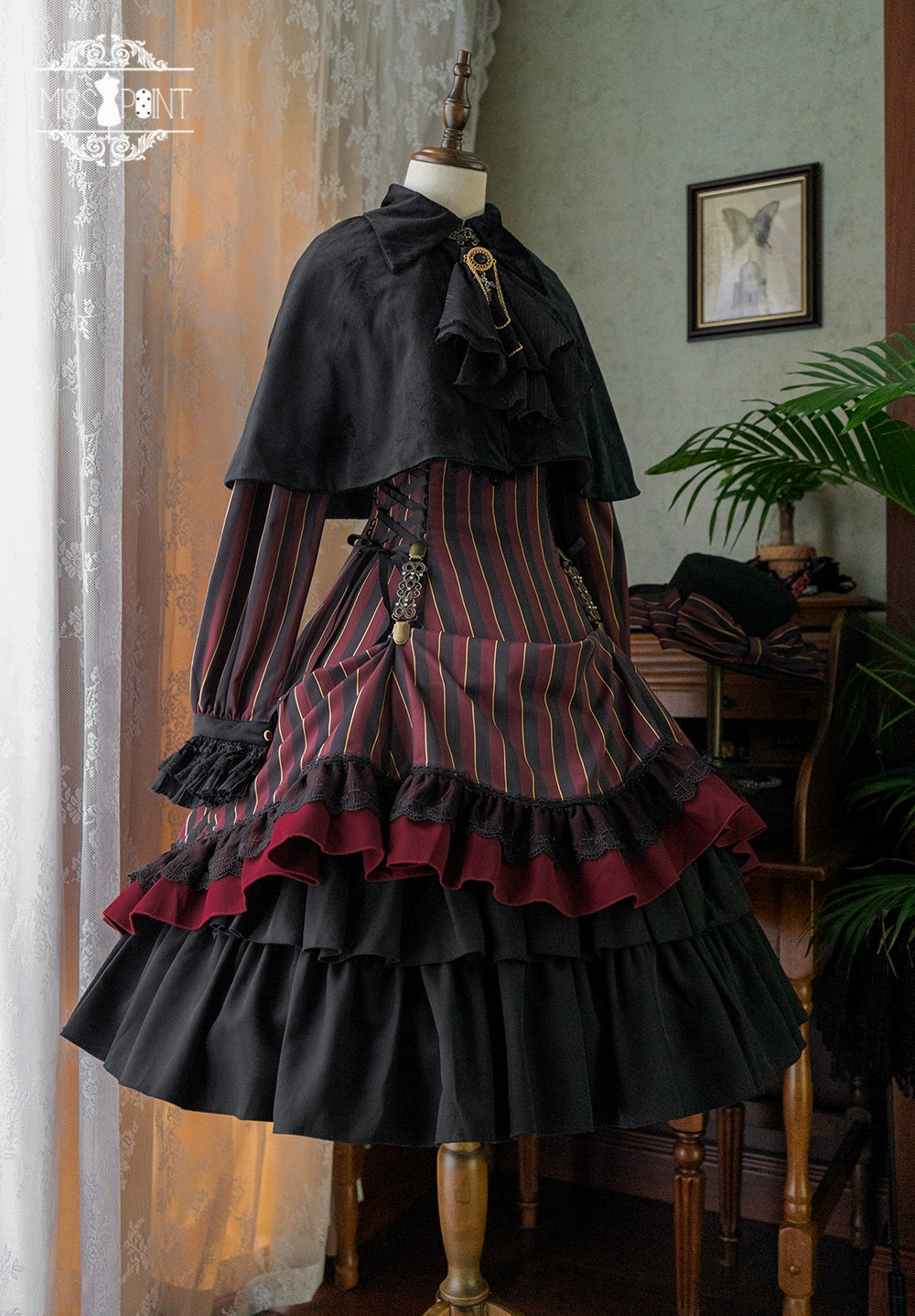 Miss Point - Perintz Manor - Gothic Lolita OP Long Sleeve Retro Lolita Dress 39904:642828