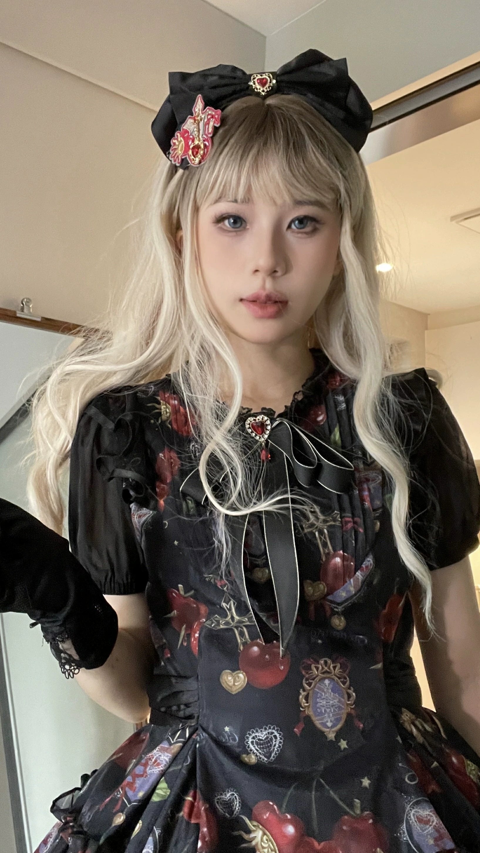 (Buy for me)Gloaming~Sweet Lolita Cherry print Short Sleeve OP and SK Set 28840:322666