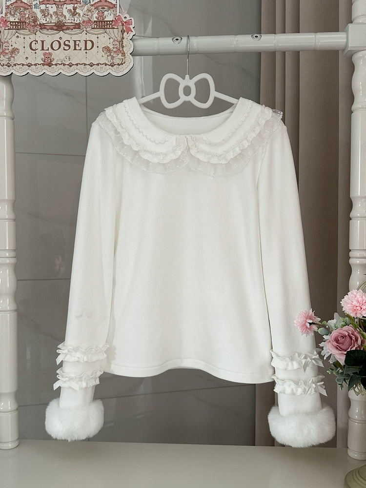 MeowMeow - Sweetheart - Thick Lolita Top, Peter-pan Collar (White / 2XL L S) 44241:800105