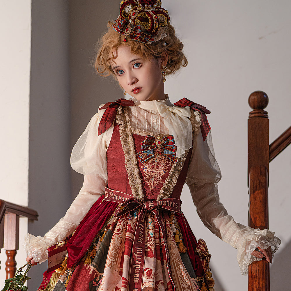 Miss Point~Kaleidoscope~Classical Lolita Shirt Dot Gauze Detachable Puff Sleeve Blouse Customized 35392:488786