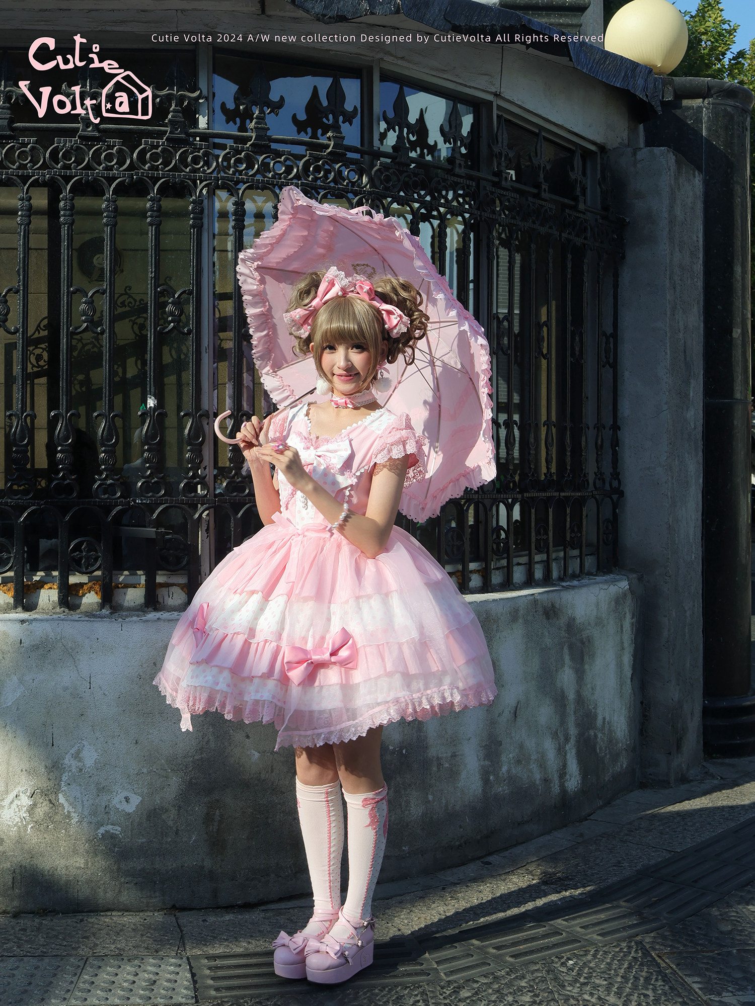 Candy Cottage - Old School Lolita Polka Dot Dress & Top Skirt Set 45522:851835