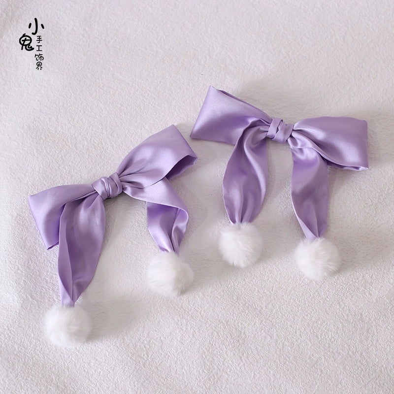 Xiaogui - Sweet Lolita Bow Hair Clips Multicolors a pair of light purple hair clips
