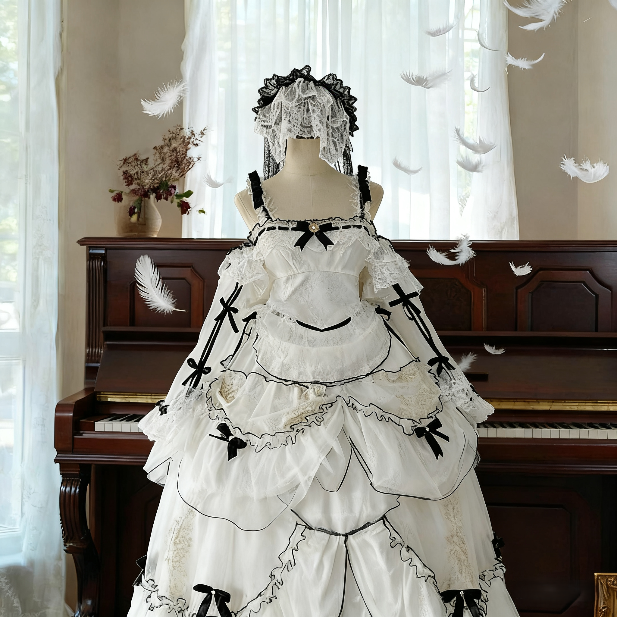Daydream Whisper - Layered Poem - Wedding Sweet Plus Size Lolita JSK Dress Set (2XL 3XL 4XL L M S XL) 44159:797488