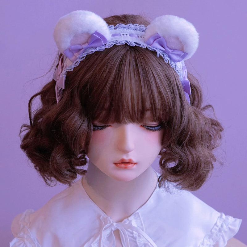 (BFM)Besozealous~Handmade Lolita KC Animal Ear Coffee Hairband 11 Purple Bear KC 32266:379618