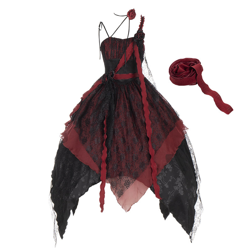 With PUJI~Rose Leaf~Irregular Daily Lolita JSK Dress in Wabi-Sabi Style (L M S) 42629:747261