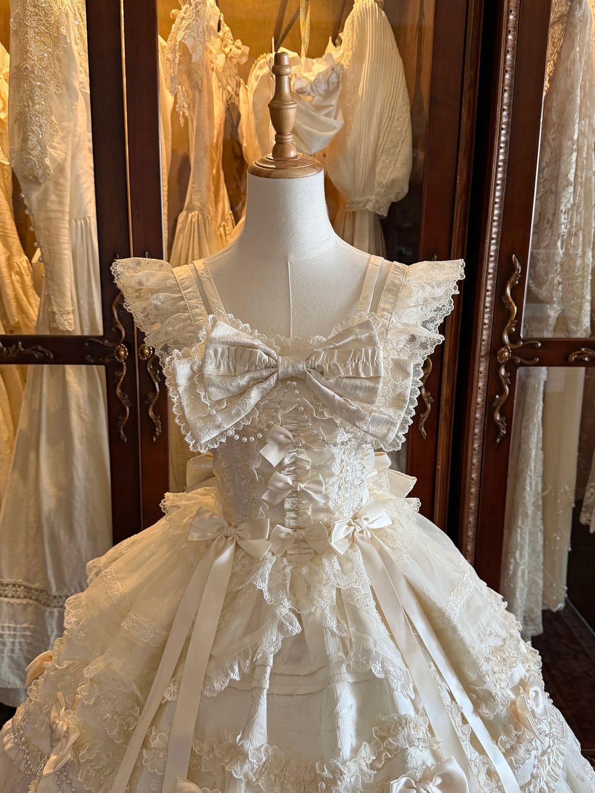 Jenny Love Song - Sweet Lolita Jacquard JSK Dress Set, Detachable Bows 46118:875635
