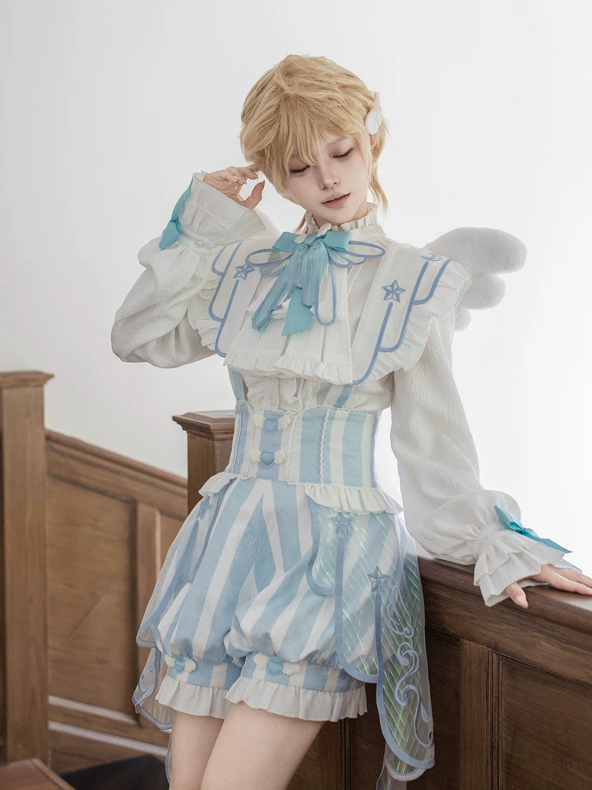 Angelic Covenant - Ouji Lolita Prince Outfit Set, Angel Wing Trailing 45761:861147