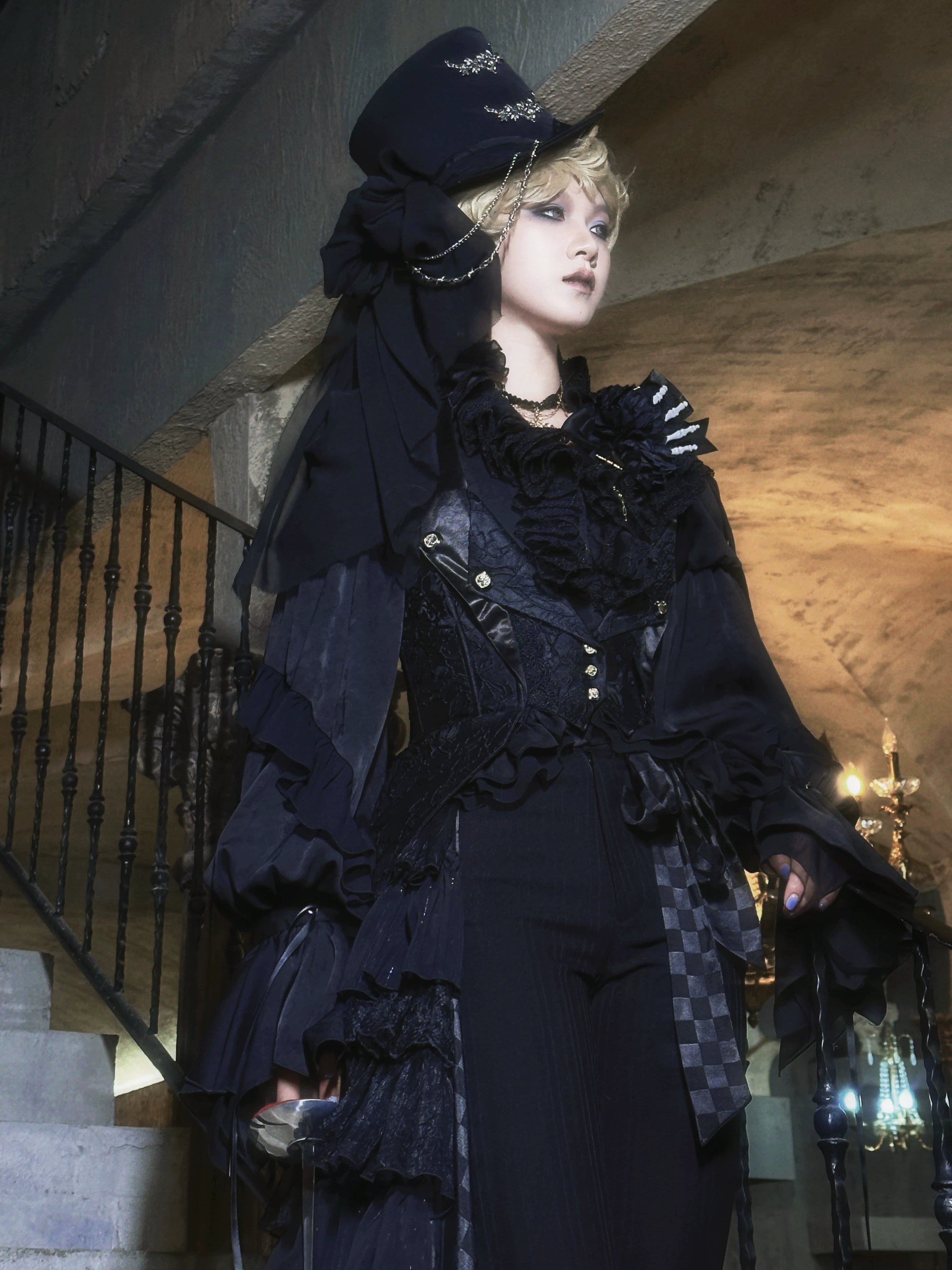 Genesis and Armageddon - Gothic Lolita High-low Hem Shirt, Boning SK