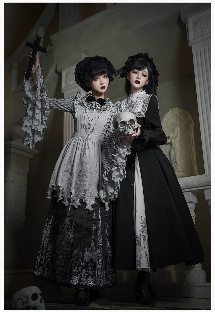 With PUJI - Letter and Poetry · Raven's Night Song - Oriental Aesthetics Gothic Lolita Dress Set