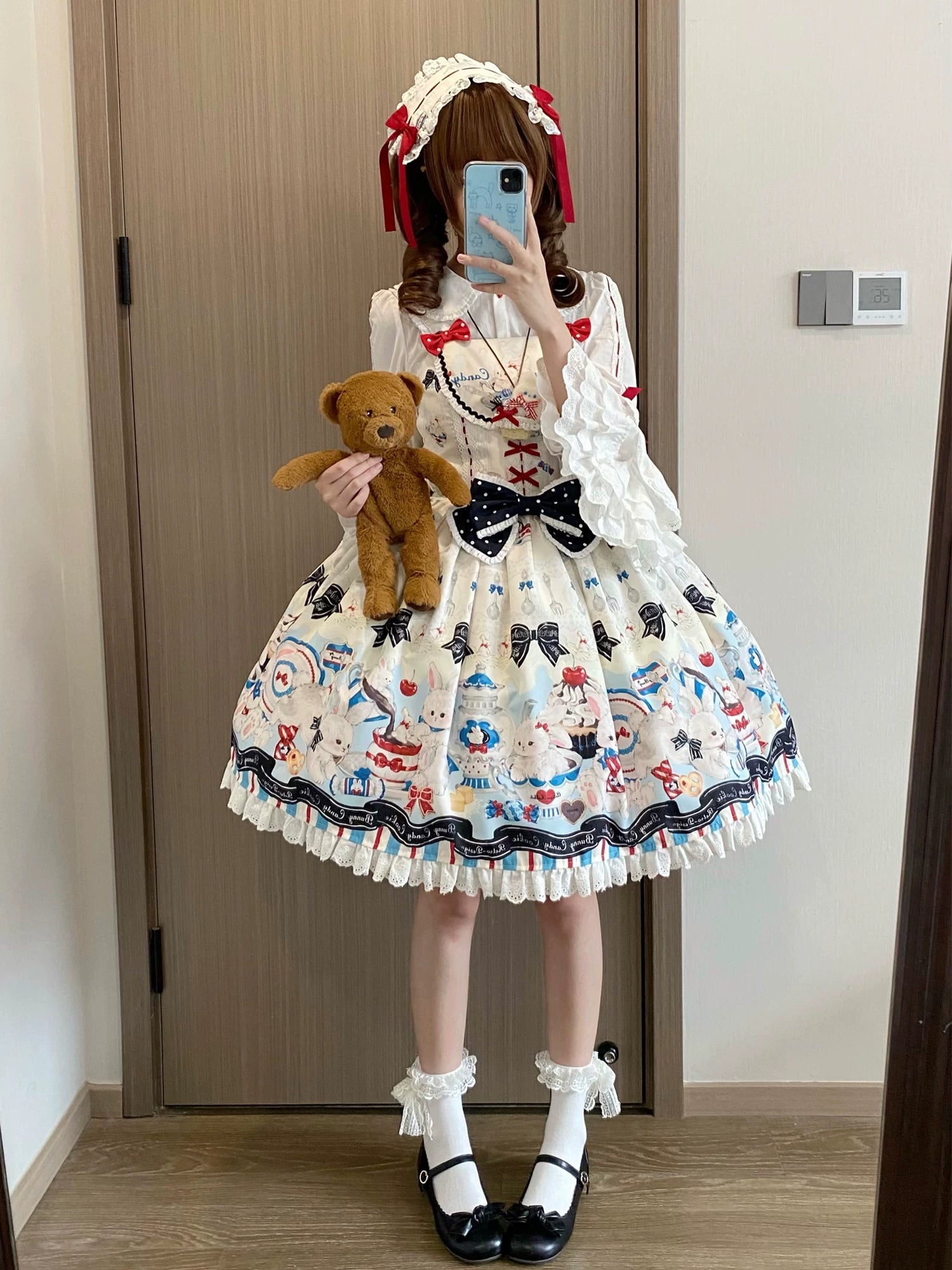 Myth Rabbit Tea Party - Sweet Lolita Dress Set, Bunny Print JSK 44460:809215