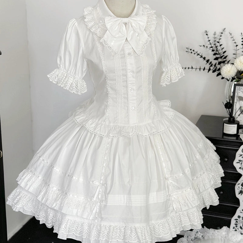 AerialCat - Praying Snowfall - Old School Lolita Skirt Suit Cape Princess Sleeve Shirt (L M S XL) 39180:615634