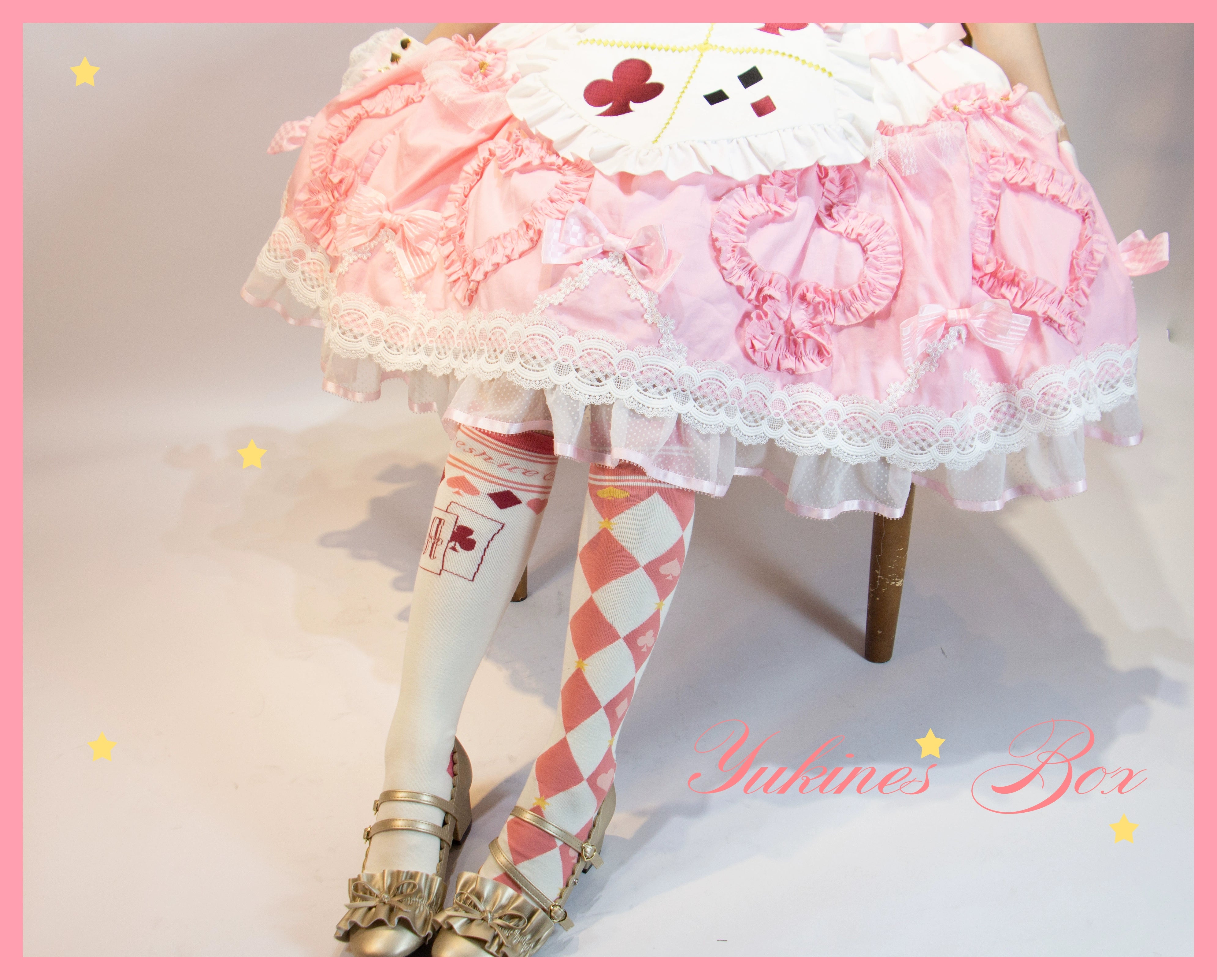 Yukines Box - Daily Lolita Cotton Asymmetric Print Socks