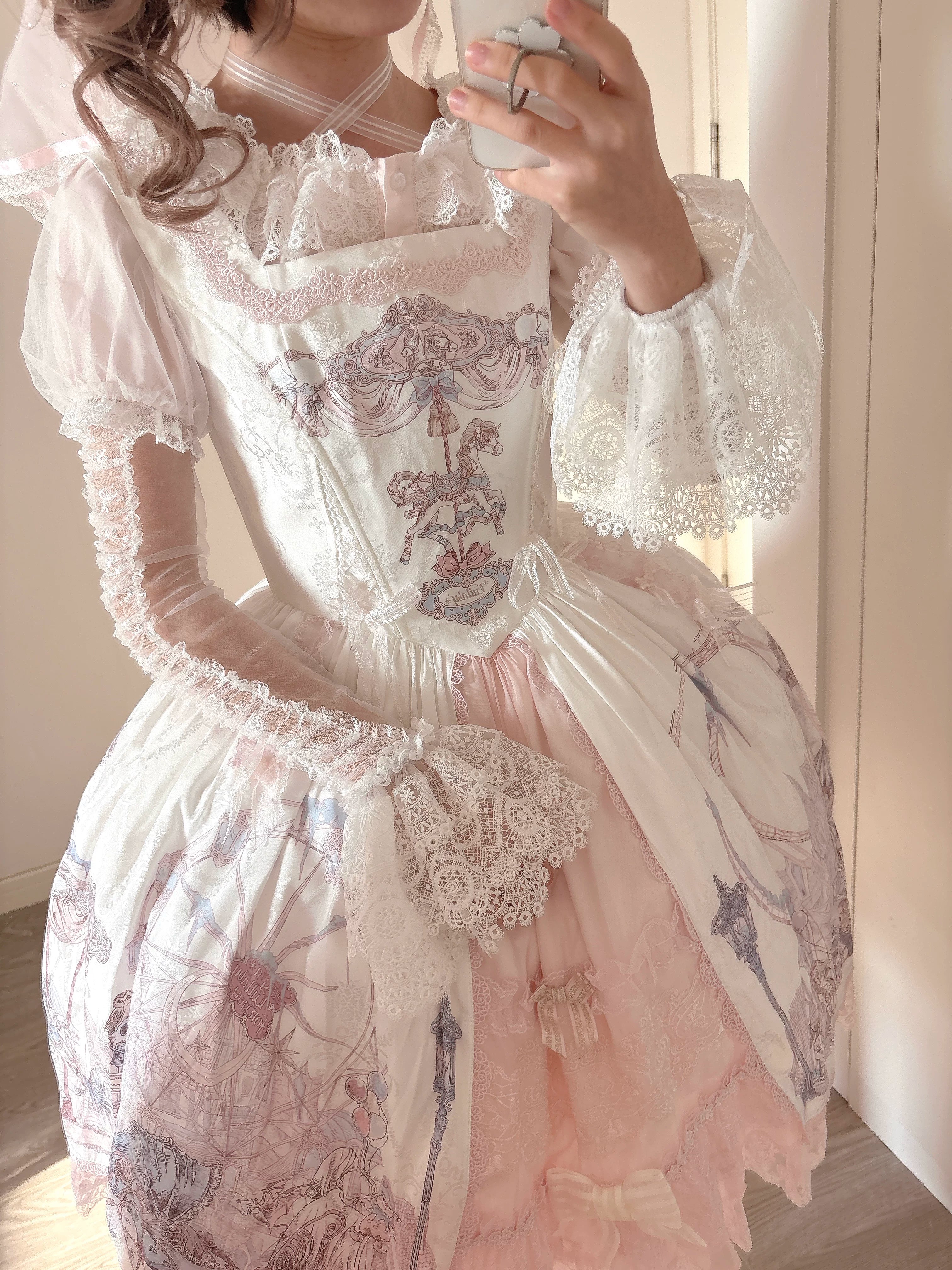 Frosted Starlight - Old School Lolita Blouse, Detachable Sheer Sleeves 44613:814452