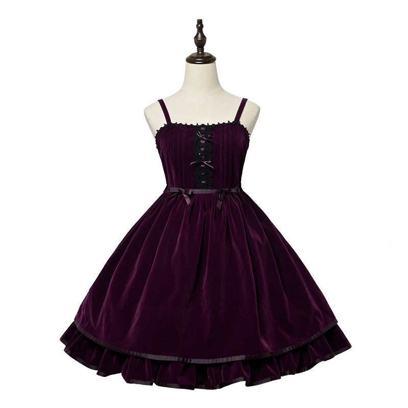 (Buyforme)Magic Tea Party~Irene Series Lolita JSK Dailywear Dress In-stock S velvet JSK-purple