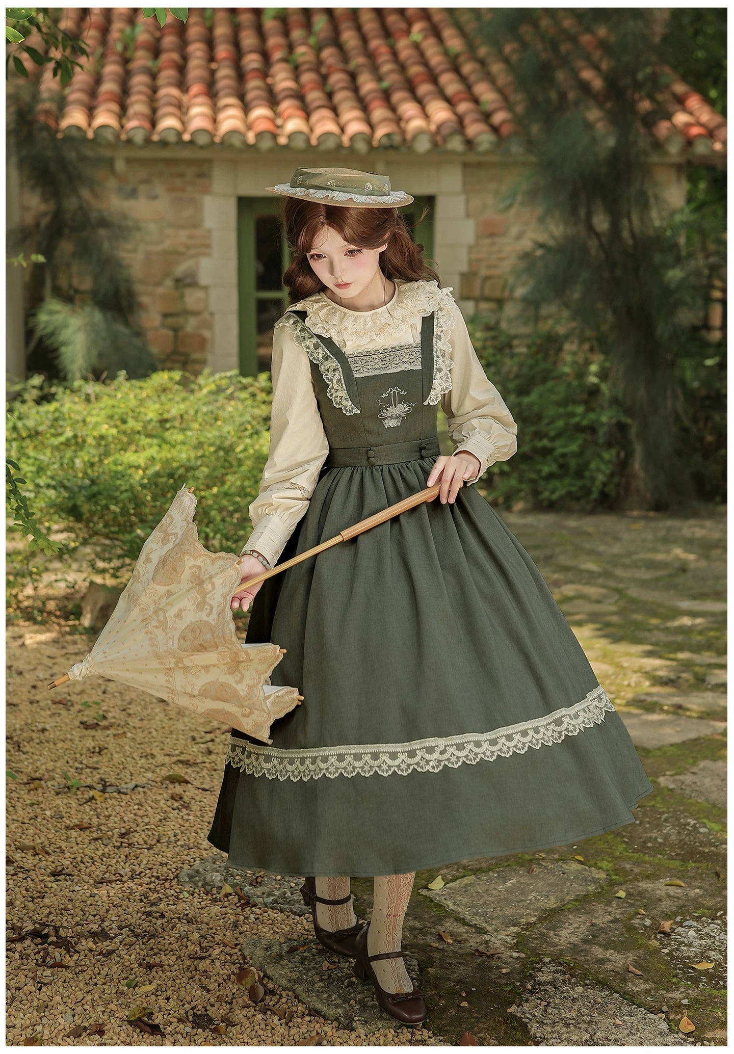 Oak in the Wind - Classic Lolita JSK Dress, Rose Basket Embroidery 45820:863504