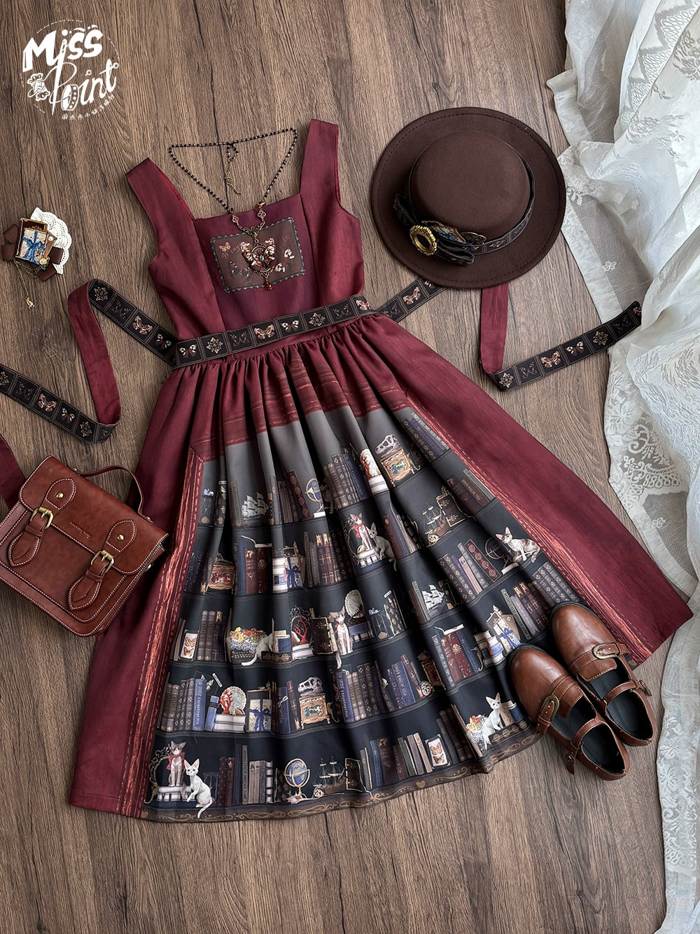 Miss Point - German Bookshelf - Classic Lolita Printed JSK Dress (2XL L M S XL XS) 44029:792931