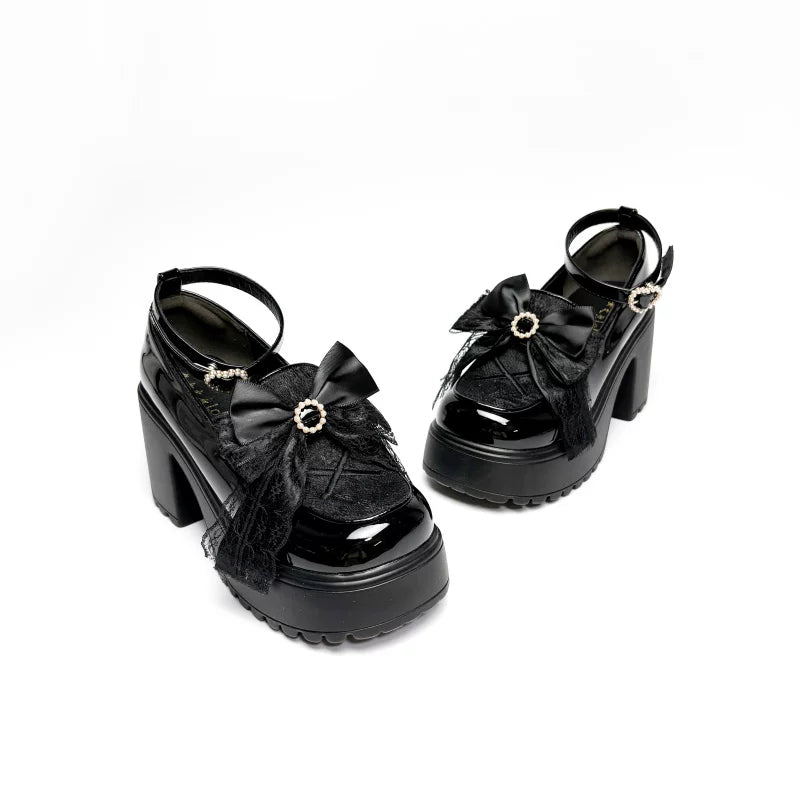 Daily Lolita Heels Shoes, White & Black Color Black 34
