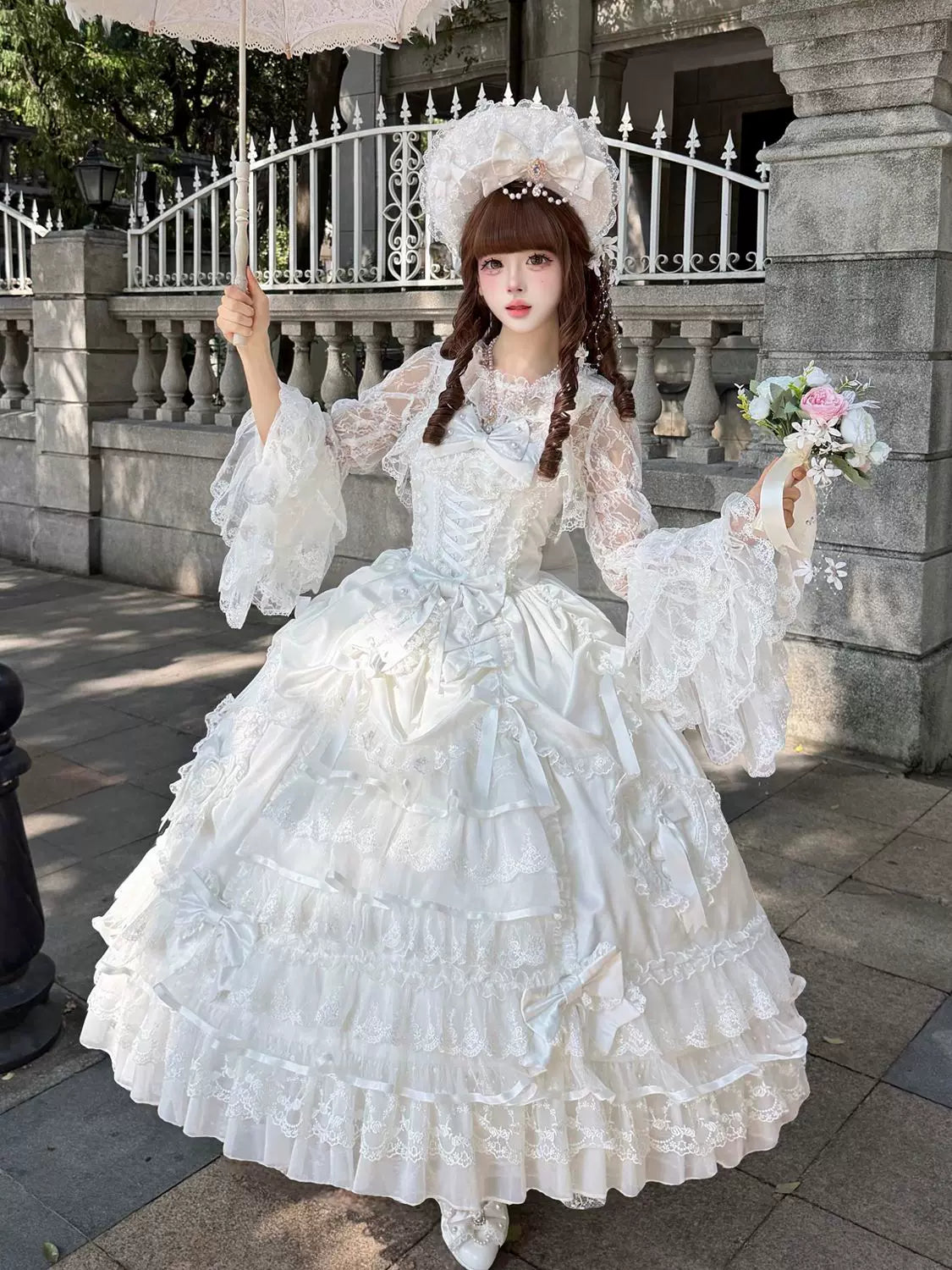 Drapery Poem - Sweet Wedding Lolita JSK Dress, Long Tiered Skirt