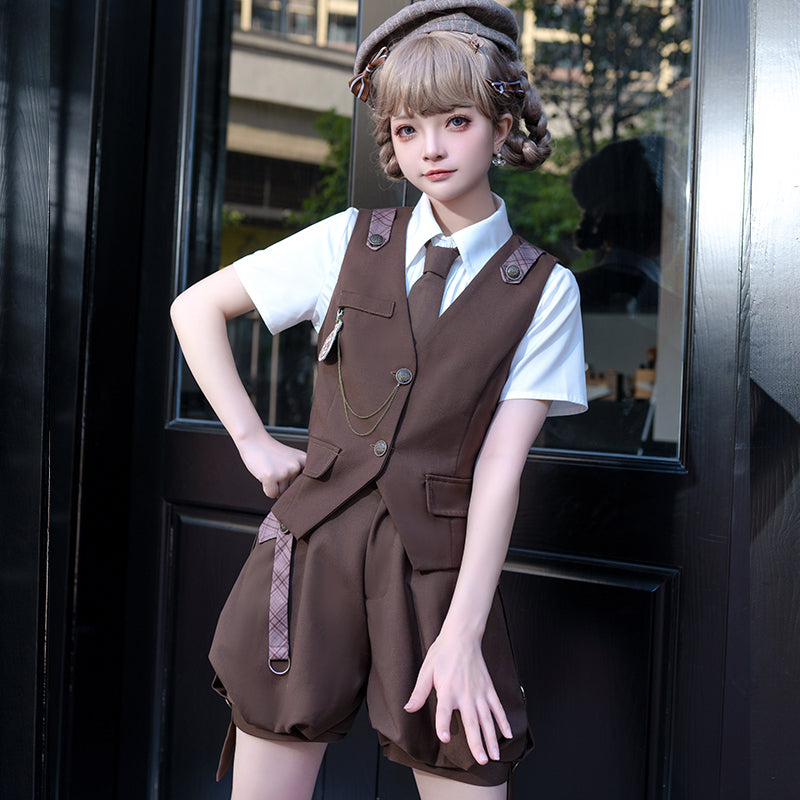 Letters from Unknown Star - Ouji Lolita Brown Short Set