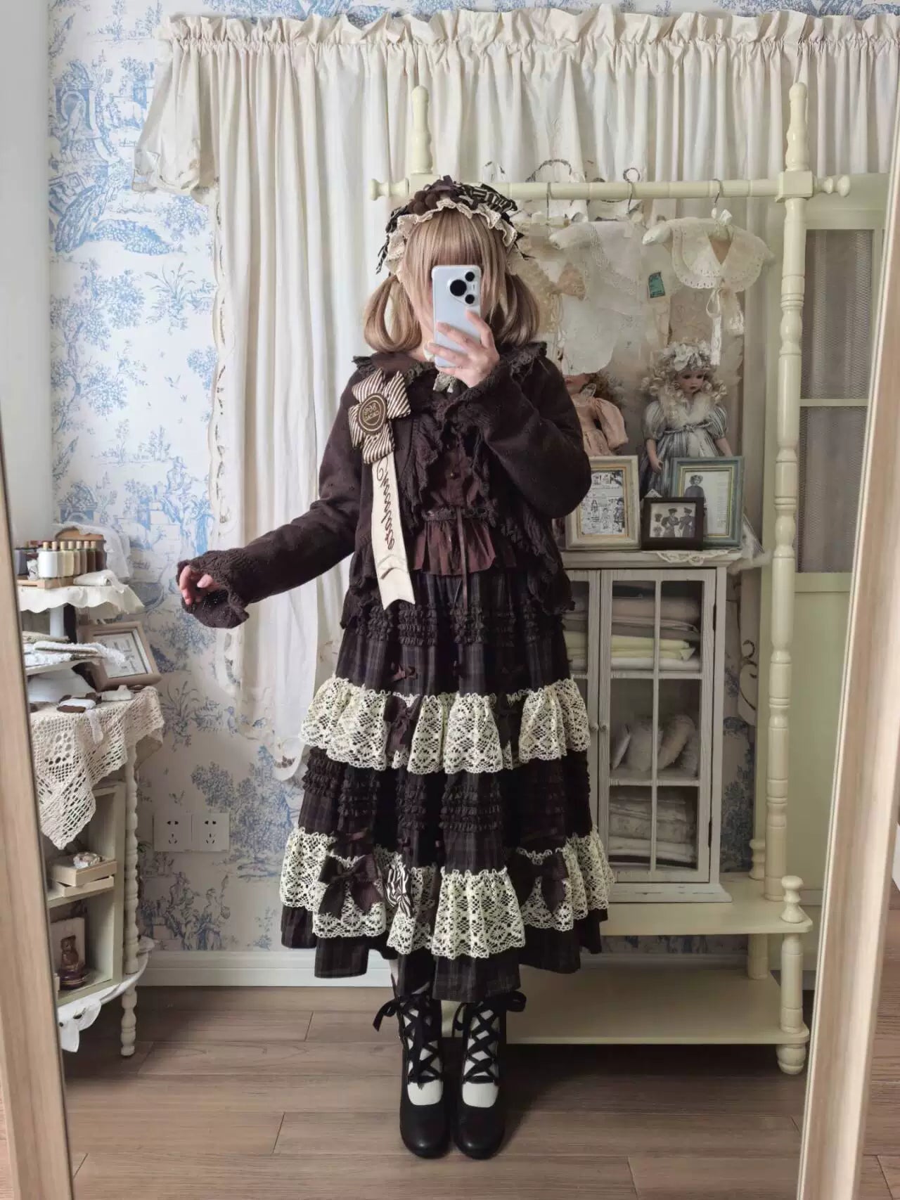 Coco Grace - Plaid Kawaii Lolita JSK Dress, Layered Ruffle & Bow