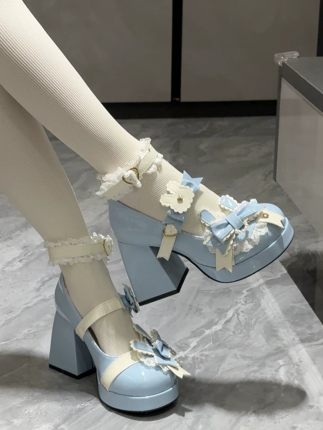 Sweet Bunny Tea Party - Sweet Lolita Chunky Heels Shoes, Bunny-ear Bow Decoration 44839:825374