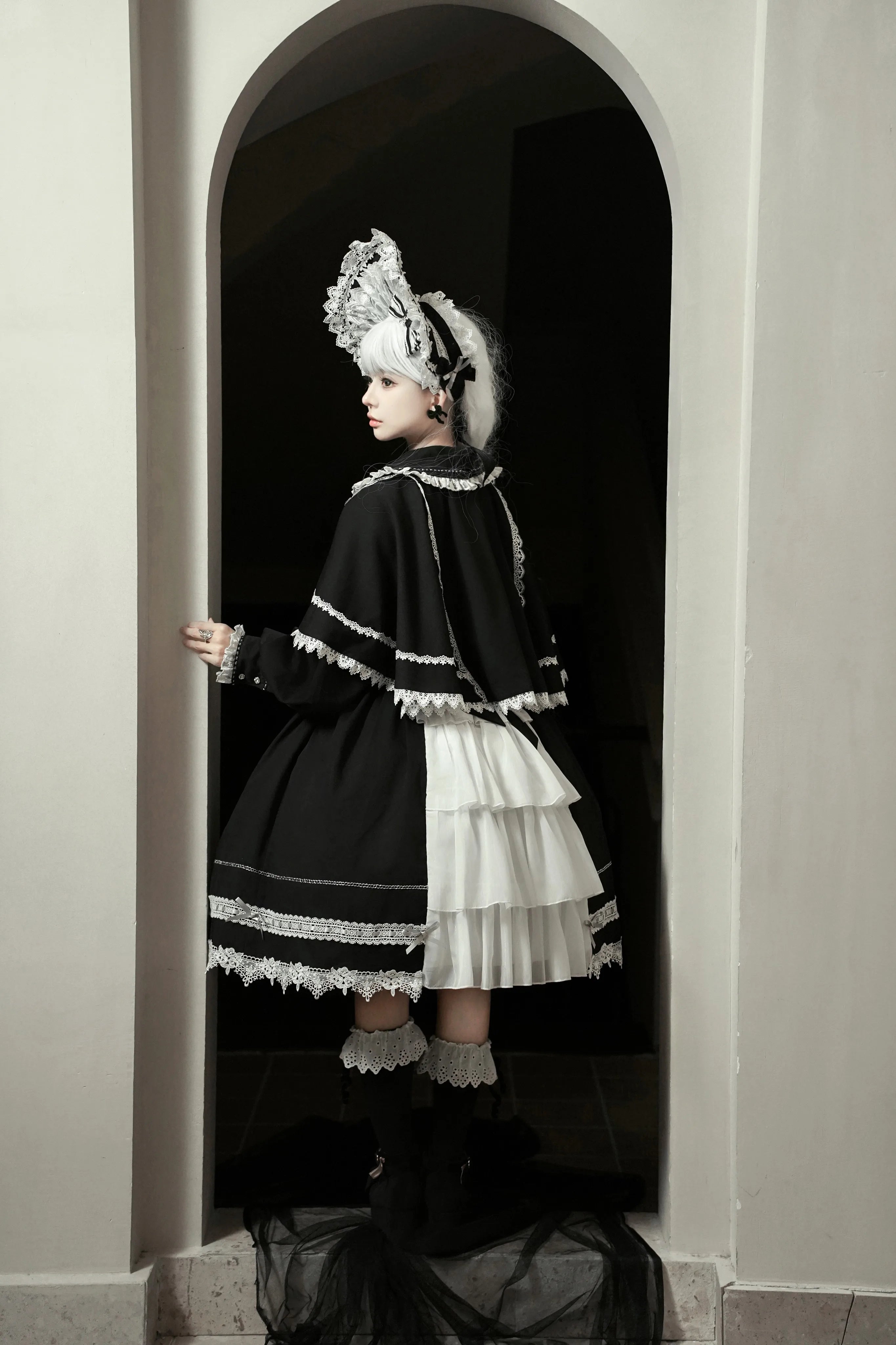 Ningyo Night - Old School Lolita OP Dress, Peter Pan Collar Cape 44635:816645