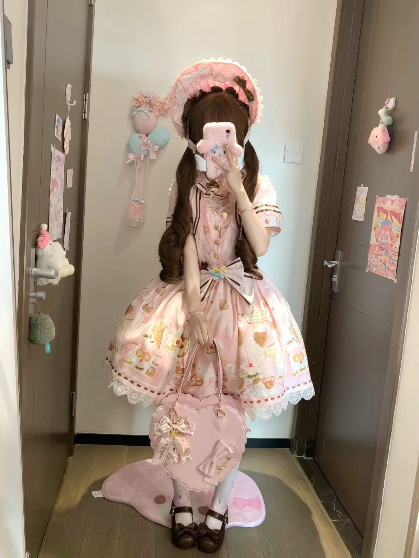 Babyblue - Dream Teahouse - Dessert Print Kawaii Lolita OP Dress Suit 43332:773734