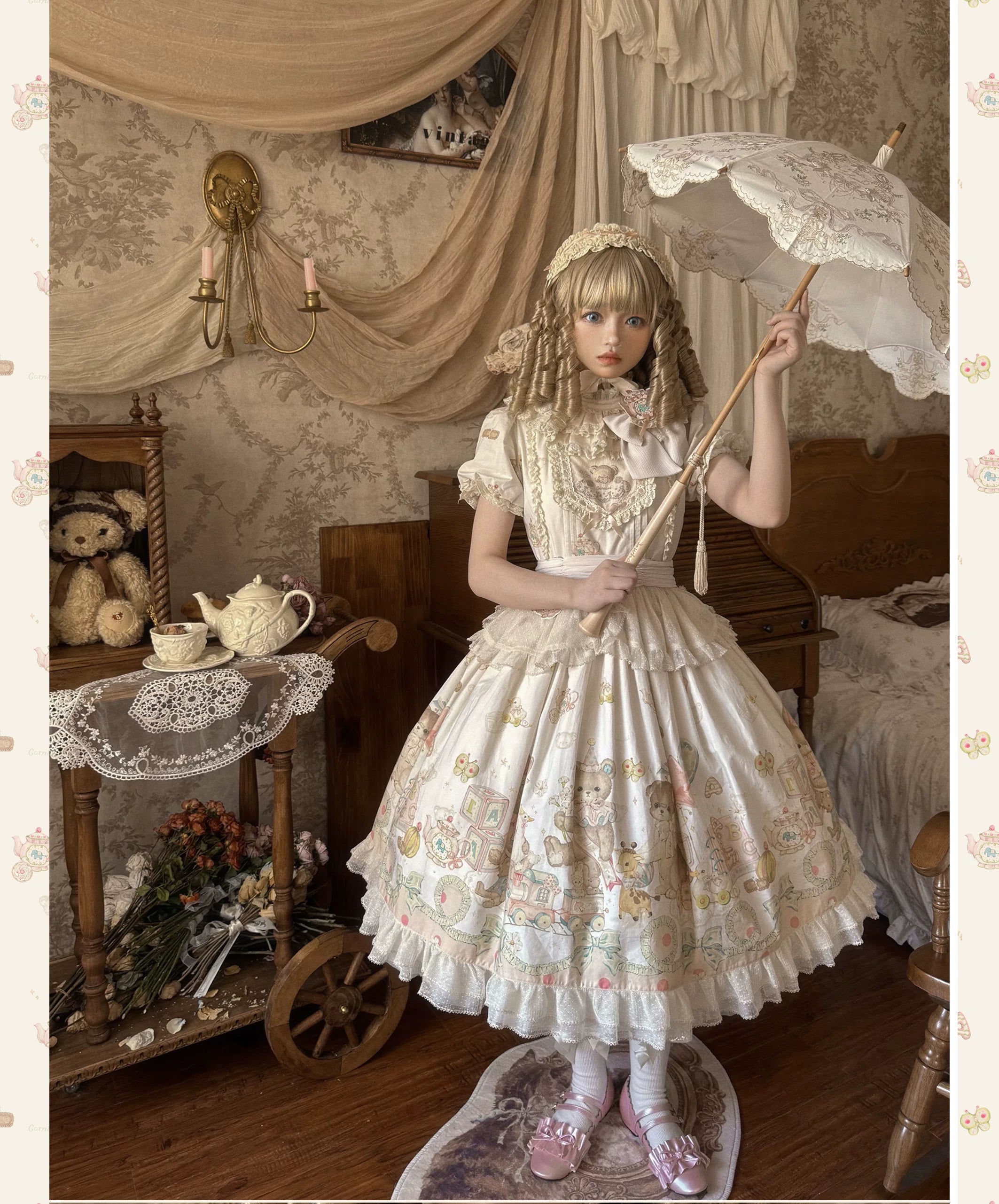 Toy Box - Doll-like Kawaii Lolita OP Dress, Toys Print 44494:812815
