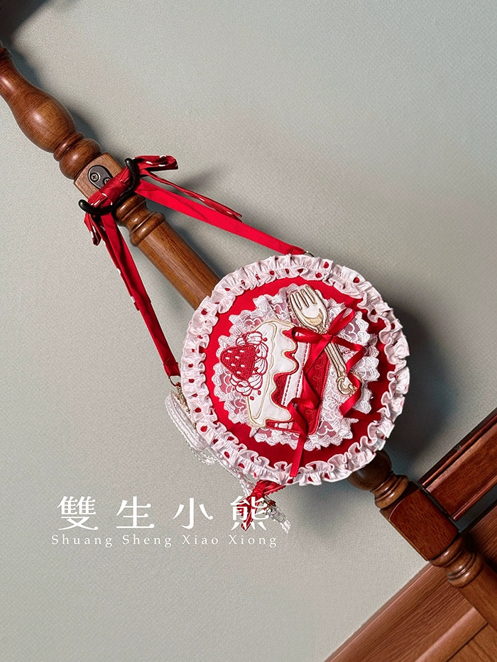 Shuang Sheng Xiao Xiong - Bite The Cake - Sweet Lolita Accessories, Red & White Polka Dots