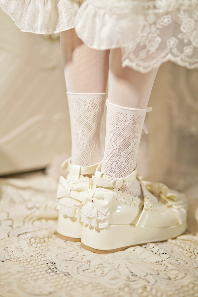 Jiujiu Lolita - Milky Puff - Sweet Lolita Heels Shoes, Round Toe With Petite Wedge 43858:787890