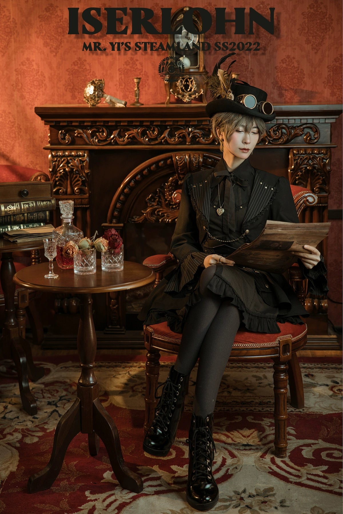(BFM)Mr. Yi's Steam Continent~Gothic Lolita Cardigan Long Sleeve Black Short Jacket 36496:513168