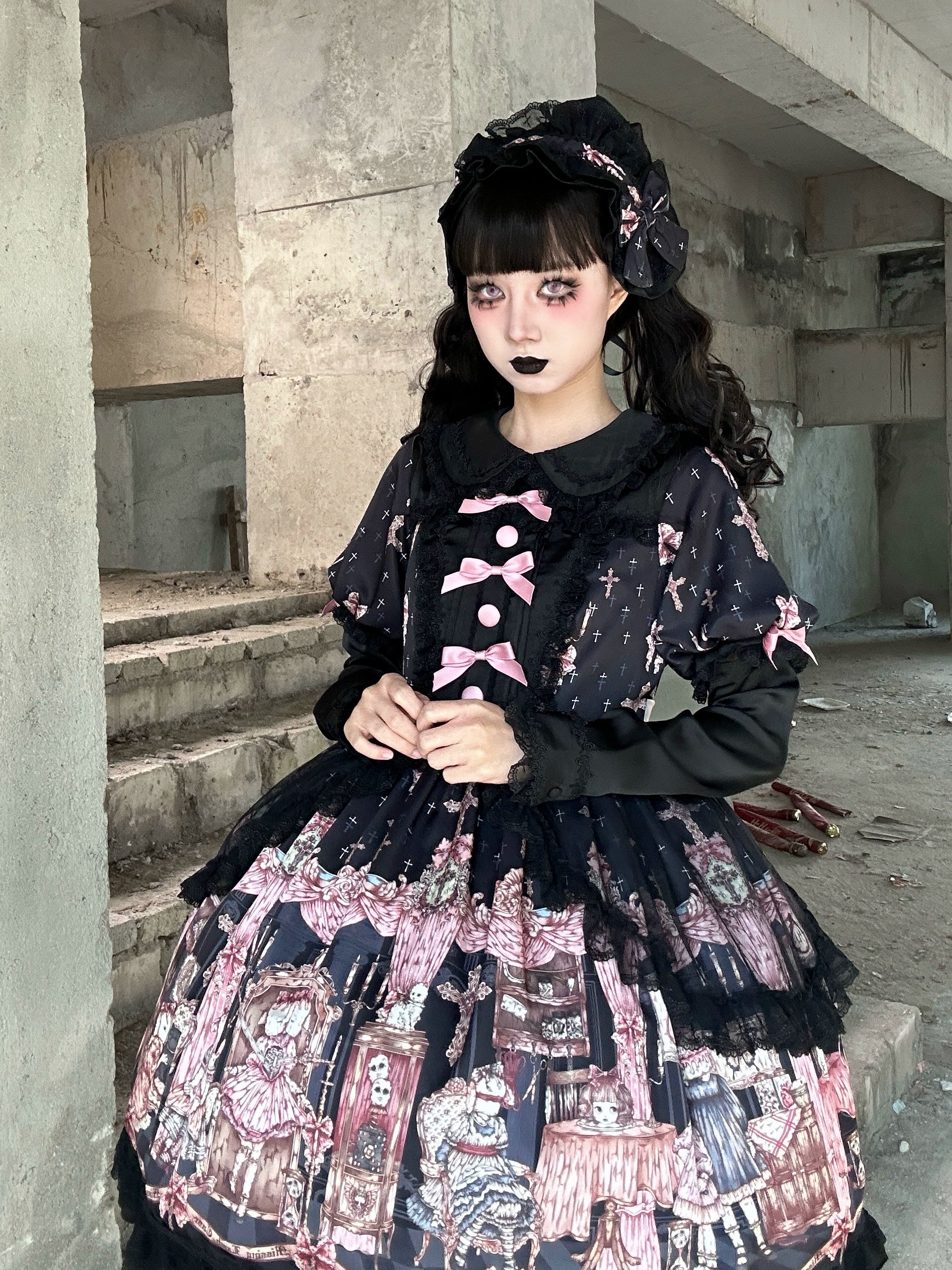 Uncle's Workshop - Missing Lamb Case - Gothic Lolita Dress Set with Sheep Prints 42971:760853