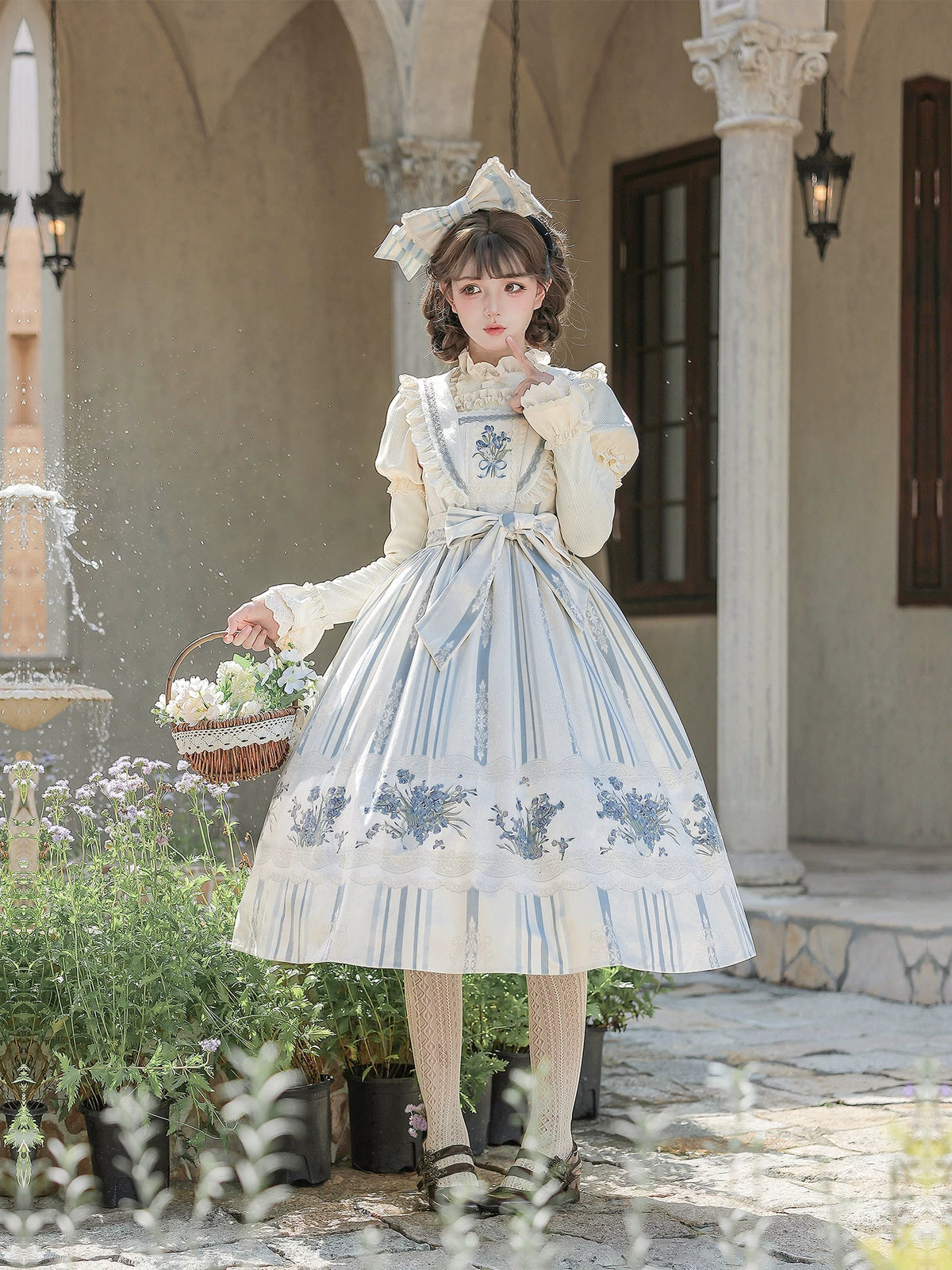 Iris - Classic Lolita JSK Dress Set, Iris Print and Embroidery 45997:871515