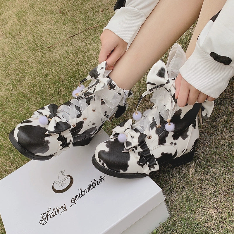 Fairy Godmother~Enthusiastic Ideation~Elegant Lolita Shoes Fleeced Short Martin Boots 32686:409530