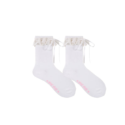 Roji Roji~Isabella~Sweet Lolita Lace Mid-Calf Socks Multicolors size ivory short socks 