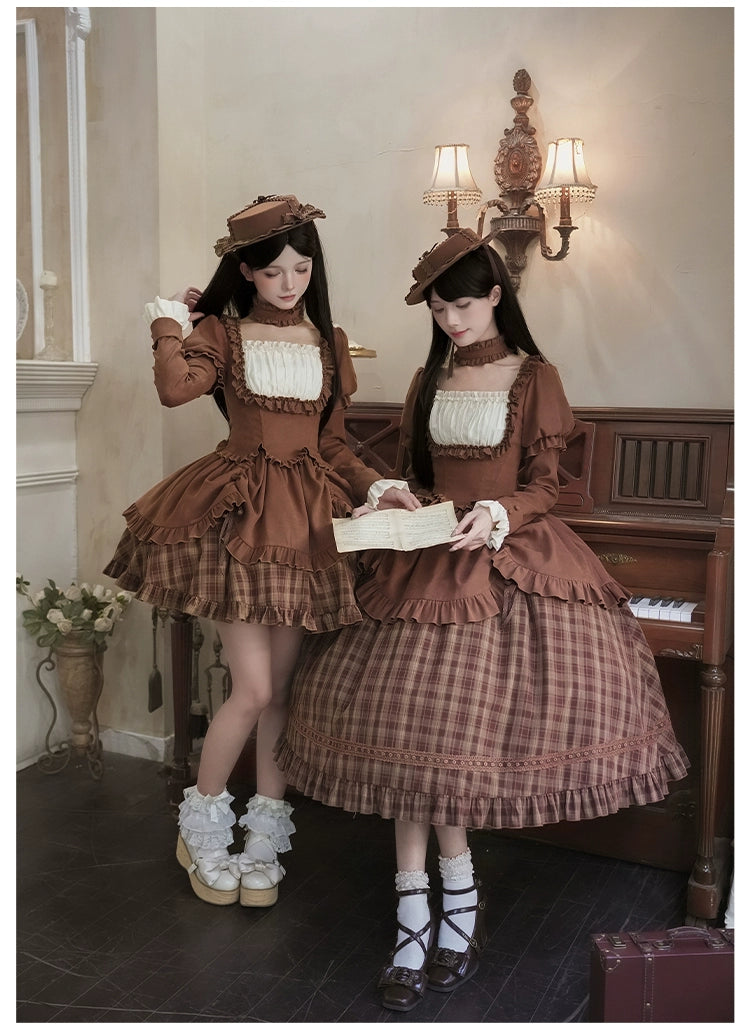 With PUJI - Oak Hymn - Classic Lolita Plaid OP Suit, Side Zipper 43924:791276